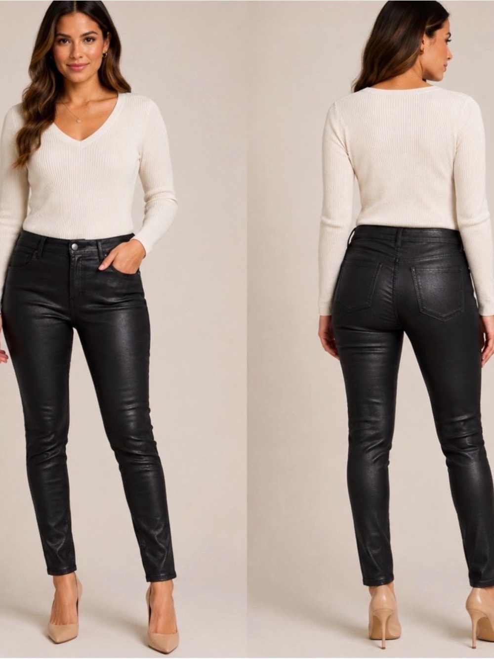 Shinestar Coated Black Skinny Jeans
